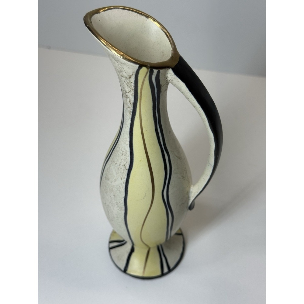 Vintage Koch Eduard Bay Keramik Ewer Bud‎ Vase Ceramic Germany 1950 Handpaint 8"